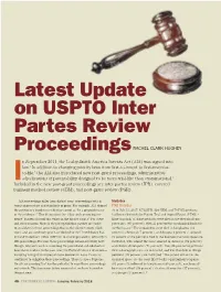 Latest Update on USPTO Inter Partes Review Proceedings
