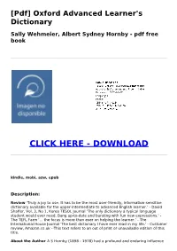 [Pdf] Oxford Advanced Learner's Dictionary Sally Wehmeier, Albert