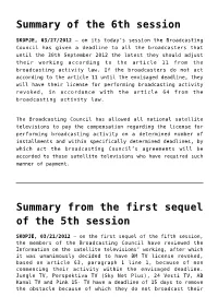 Summary of the 6Th Session,Summary from the First Sequel of the 5Th