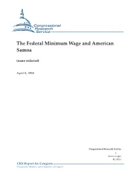The Federal Minimum Wage and American Samoa
