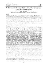 The Pronunciation Component in Teaching EAP in Cameroonian Universities: Some Proposals