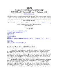 BIEN BASIC INCOME EARTH NETWORK NEWSFLASH Volume 25, No. 67 Autumn 2012