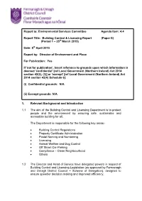 Building Control & Licensing Report (Paper E