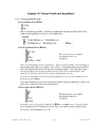 Chapter 13: Formal Proofs and Quantifiers