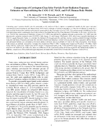 Comparisons of Carrington-Class Solar Particle Event Radiation Exposure Estimates on Mars Utilizing the CAM, CAF, MAX, and FAX Human Body Models