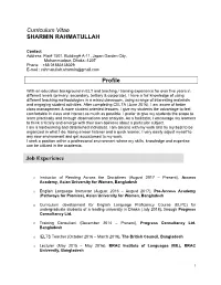 Curriculum Vitae SHARMIN RAHMATULLAH