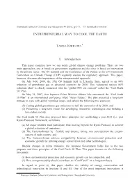 ENTREPRENEURIAL WAY to COOL the EARTH I. Introduction