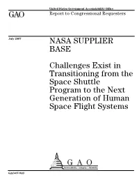 GAO-07-940 NASA Supplier Base: Challenges Exist in Transitioning