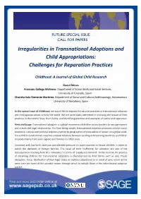 Irregularities in Transnational Adoptions and Child Appropriations: Challenges for Reparation Practices