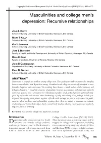 Masculinities and College Men's Depression: Recursive Relationships