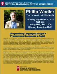 Philip Wadler the University of Edinburgh