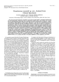 Pseudomonas Monteilii Sp. Nov., Isolated from Clinical Specimens