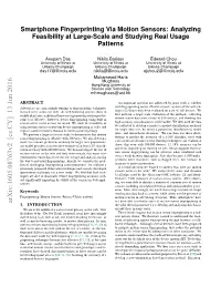 Smartphone Fingerprinting Via Motion Sensors: Analyzing Feasibility at Large-Scale and Studying Real Usage Patterns