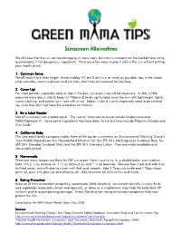 Sunscreen Alternatives Sunscreen Alternatives