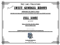 Sweet Georgia Brown Presents Arranged by Marty Paich