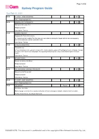 Sydney Program Guide