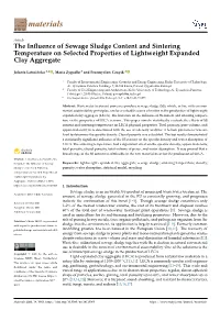 The Influence of Sewage Sludge Content and Sintering Temperature