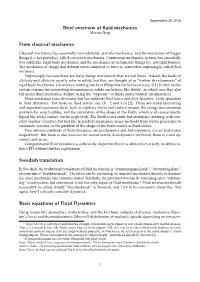 Brief Overview of Fluid Mechanics from Classical Mechanics Swedish
