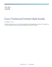 Cisco Technical Content Style Guide