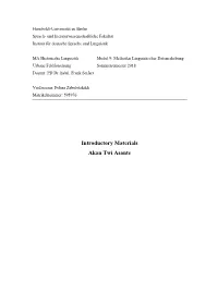 Introductory Materials Akan Twi Asante 1