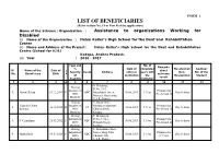 LIST of BENEFICIARIES (Refer to Item No
