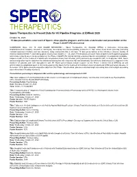 Spero Therapeutics to Present Data for All Pipeline Programs at Idweek 2020