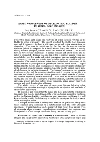 Early Management of Neuropathic Bladder in Spinal Cord