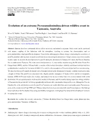 Evolution of an Extreme Pyrocumulonimbus-Driven Wildfire Event in Tasmania, Australia