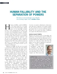 Human Fallibility and the Separation of Powers