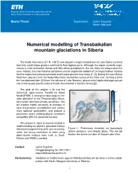 Numerical Modelling of Transbaikalian Mountain Glaciations in Siberia