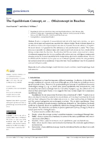 The Equilibrium Concept, Or . . . (Mis)Concept in Beaches