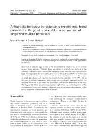 Antiparasite Behaviour in Response to Experimental Brood Parasitism in the Great Reed Warbler: a Comparison of Single and Multiple Parasitism