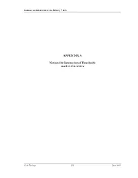APPENDIX a National & International Thresholds Used in This Review