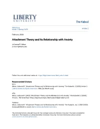 Attachment Theory and Its Relationship with Anxiety
