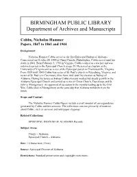 Cobbs, Nicholas Hamner Papers, 1847 to 1861 and 1944