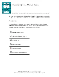 Goguen's Contributions to Fuzzy Logic in Retrospect