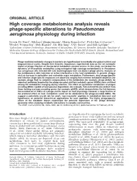 High Coverage Metabolomics Analysis Reveals Phage-Specific Alterations to Pseudomonas Aeruginosa Physiology During Infection