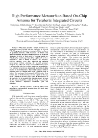 High Performance Metasurface-Based On-Chip