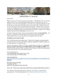 NEWSLETTER No 14 Spring 2021 Dear Friends Thanks to So Many of You for Renewing Your Subscription