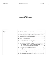 Topic 3 Populations and Samples