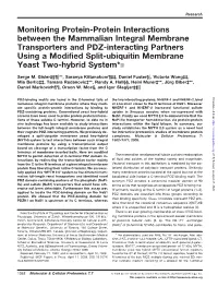 Monitoring Protein-Protein Interactions Between the Mammalian Integral