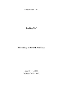 Proceedings of the Fifth Workshop on Teaching NLP, Pages 1–12 June 10–11, 2021