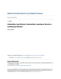 Universities, Law Schools, Communities: Learning Or Service Or Learning and Service?