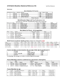 2018 Berlin Marathon Statistical Reference File - by K Ken Nakamura