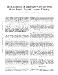 Blind Estimation of Eigenvector Centrality from Graph Signals: Beyond Low-Pass Filtering T