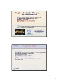 Chapter 2: Dosimetric Principles, Quantities and Units