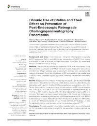 Chronic Use of Statins and Their Effect on Prevention of Post-Endoscopic Retrograde Cholangiopancreatography Pancreatitis