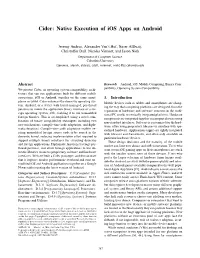 Cider: Native Execution of Ios Apps on Android