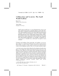Collaboration and Creativity: the Small World Problem1