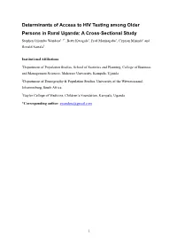 Determinants of Access to HIV Testing Among Older Persons in Rural